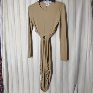 Princess Polly-Elegant Semi Backless, Cut out ,Tan Long Sleeve Dress US Size 10